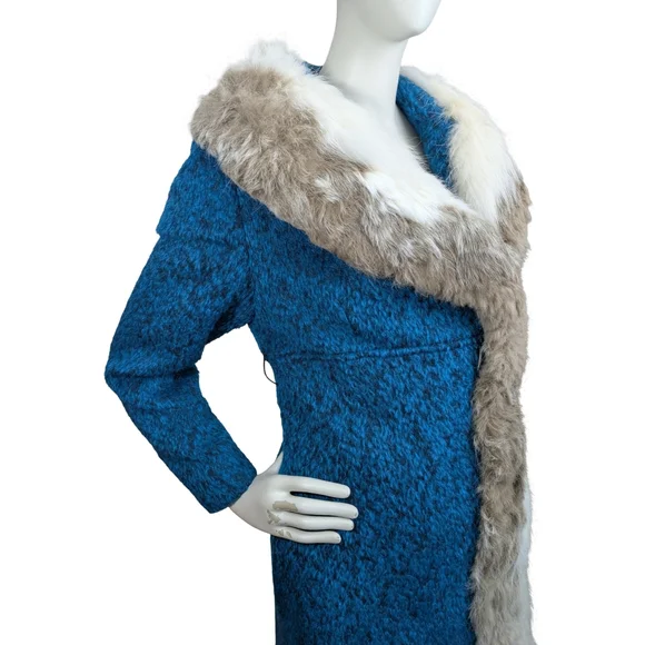 Vintage 1960s Mohair Coat Real Fur Collar | Union Made | Size XS/S - Picture 5 of 16